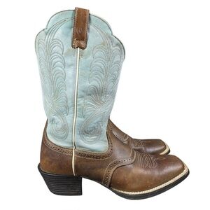 Ariat Boots Womens 8.5 Mesquite Blue Western Cowgirl Rodeo Trail Spur Saddle